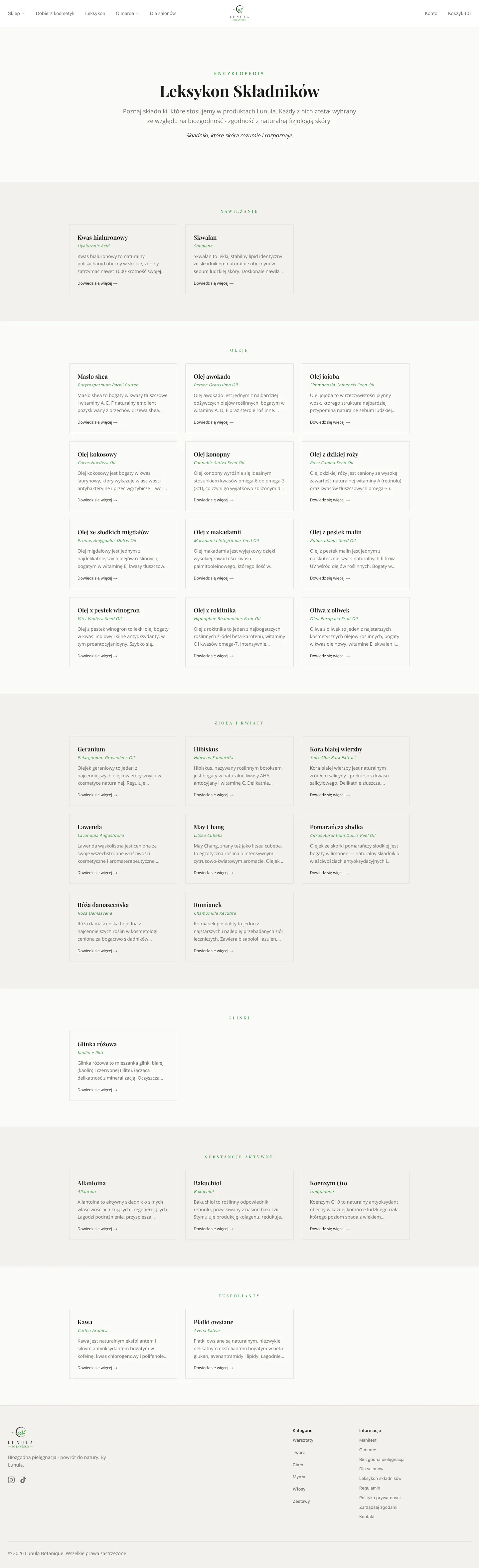 Ingredient lexicon — ingredient entries linked bidirectionally to products